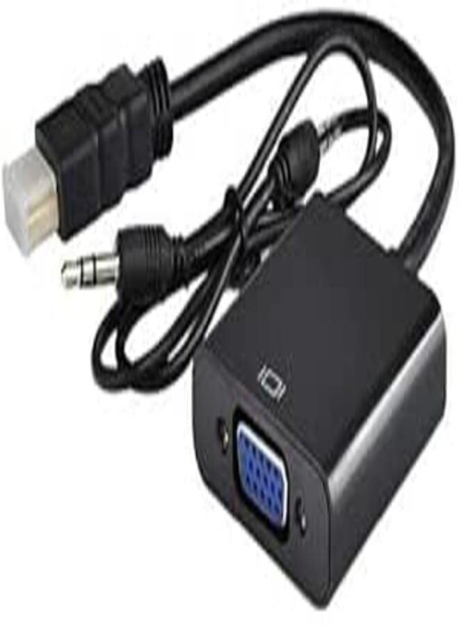 ETZIN HDMI to VGA Adapter with 3.5mm Aux Cable – Compatible with Computer, Laptop, Monitor, Projector, Xbox, Full HDTV, Black